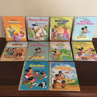 10 Vintage 1980s Disney Mickey Mouse,  Donald Duck Little Golden Books Vg,