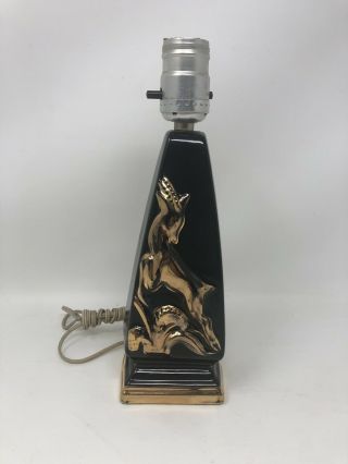 Vintage Black And Gold Gazelle Boudoir/ Accent Lamp Deco Chic Retro 10.  5” Tall