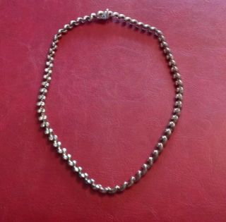 Vintage Italy 925 Sterling Silver Puffed Link Motif 17 " Collar Necklace 35 Grams