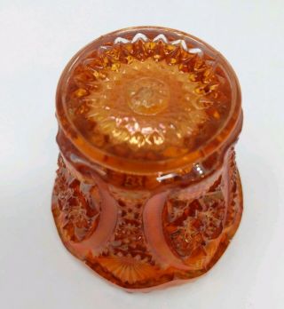 Vtg Imperial Glass Carnival Glass Toothpick Holder Marigold Hobstar & Arches 5
