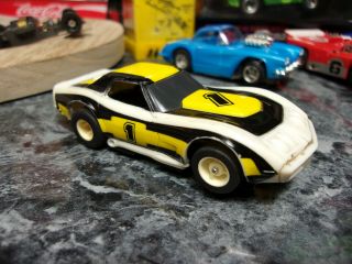 Vintage Tyco Slot Car Corvette Yellow/blk/yellow 1 Runs