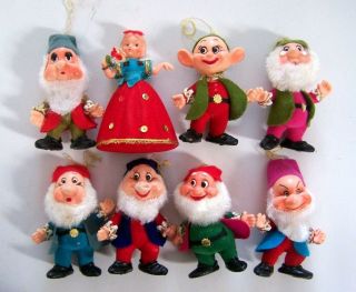 Vintage Walt Disney Productions Snow White And The 7 Dwarfs Christmas Ornaments