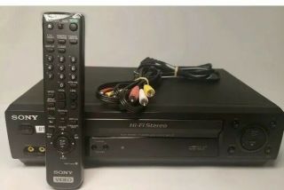 Sony Slv - N500 Hi - Fi 4 Head Vhs Player Recorder Vcr W/ Remote & Cables