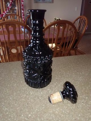 Vintage Black Glass Whiskey Liquor Decanter Bottle Jim Beam Ky Drb - 230