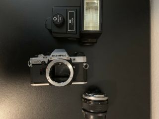 Olympus OM - 10 w/ Lens and Flash 2