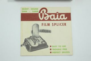 Vintage Baia 8mm 16mm Film Splicer Silent or Sound w Box and Instructions 5