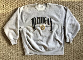 Vintage University Of Michigan Wolverines Men’s Crew Neck Sweatshirt Xxl Usa