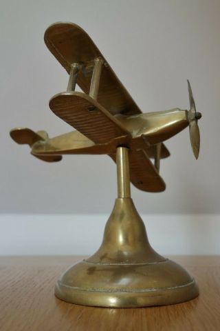 Vintage Brass Aeroplane - Model Biplane Raf