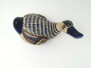 Vintage Mateos Pottery Mexico Duck Signed Folk Art Artisan Crafted Head Turned
