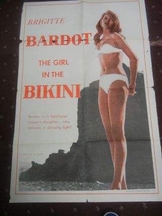 Vintage Brigitte Bardot The Girl In The Bikini Large Movie Poster Not A Repo