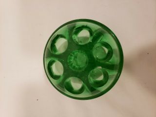 Vintage Green Glass Flower Frog,  7 Hole,  No Markings,  Small Size 2