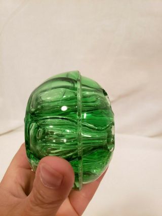 Vintage Green Glass Flower Frog,  7 Hole,  No Markings,  Small Size 5