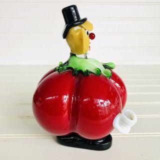 Vintage MURANO Italy Blown Art Glass Red Tomato Food Clown Figurine 2