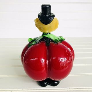 Vintage MURANO Italy Blown Art Glass Red Tomato Food Clown Figurine 3