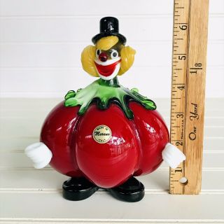 Vintage MURANO Italy Blown Art Glass Red Tomato Food Clown Figurine 8