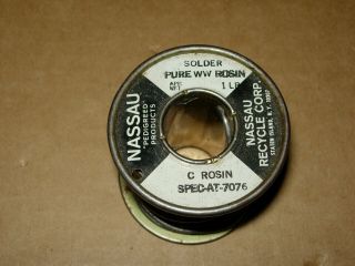 1 Lb Spool Nassau Western Electric Solder Pure Ww C Rosin Spec At - 7076 (11.  7 Oz)
