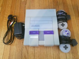 Vintage Nintendo Snes Console With Controllers,  Cables