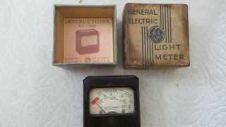 Vintage General Electric Light Meter,  Box & Instructions.  Foot Candles