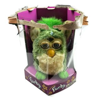Furby Lime Green Model 70 - 800 Distressed Box 1999 Tiger Electronics Toy Vintage