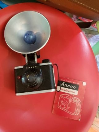 Vintage Ansco Ready Flash Camera W/ Flash Attachment And Bulb