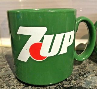 7up Mug Seven Up 7 - Up Soda Advertising 3.  5 " Vintage England Green Coffee Mug