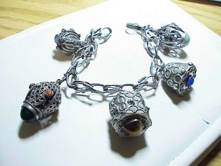 Vintage 800 Silver Charm Bracelet Italy