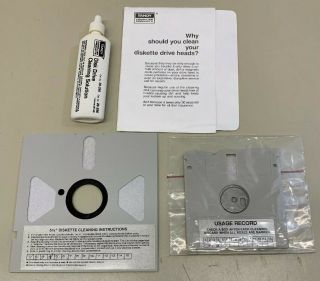 Vtg Computer 5 1/4” Disk 3 1/2” Diskette Drive Cleaner & Cleaning Solution Tandy