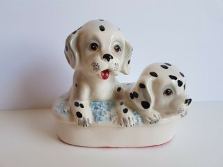Vintage Japan Dalmation Figure Figurine Dogs Puppies 5 Inches Tall
