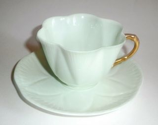 Vintage Shelley Fine Bone China England Pastel Green Dainty Cup & Saucer