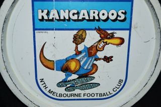 Kangaroos North Melbourne VFL Metal Drink Tray Vintage 1976 33cm In Diameter 2
