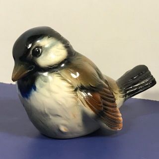 Vintage Goebel Sparrow Bird Figurine West W Germany Porcelain Cv74 Brown Black