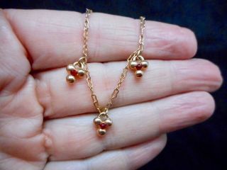 Authentic Vintage Avon Gold Tone Swag W/red Rhinestone Dangle Necklace