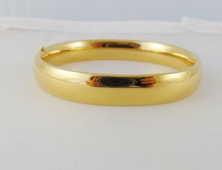Monet Gold Plated Hinged Bangle Bracelet 7 1/4 " Signed Cable 1/2 " Vintage