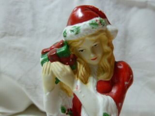 Vintage 1989 House Of Lloyd Christmas Hand Bell Ceramic Figurine Mrs Claus 6 1/4