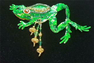 Large Vintage Lunch At The Ritz Ornate Frog Brooch Pin
