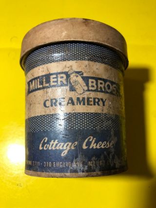 Vintage Miller Brothers Creamery Cottage Cheese Container Mount Clemens Michigan