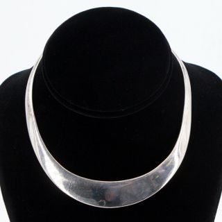 Vtg Sterling Silver Mexico Taxco Solid Modern 13.  5 " Collar Choker Necklace 43.  5g