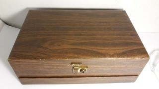 Vintage Large 3 Tier Mele Jewelry Box Faux Wood Grain 2