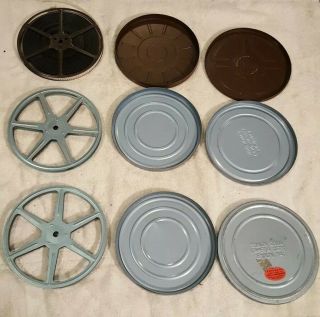 3 Vintage 8mm Home Movie Reels With Metal Cases