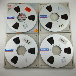 4 Ampex Grand Master 456 Nab Metal Reels 10.  5 Inch / 26.  5 Cm With Band & Cover