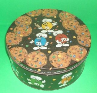 Vintage M & M Tin Cookie Container - Collectible - Large - Raised Figures On Lid