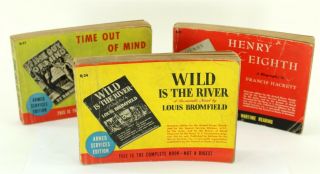 Armed Services Edition Paperbacks Wild Is The River,  Time Out Of Mind,  Henry 8th