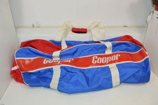 Vintage Cooper Hockey Bag Round Duffel Bag Red White Blue 36 X 16 X 14 "