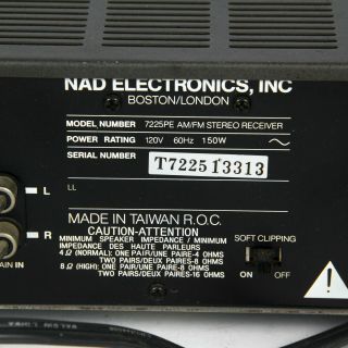 Vintage NAD Model 7225PE AM/FM Stereo Receiver Power Envelope 5