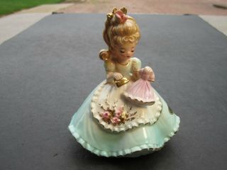 Vtg Josef Originals Ceramic Girl Ironing Doll Dress Figurine