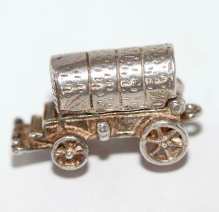 Opening Wild West Wagon Sterling Silver Vintage Bracelet Charm 5g