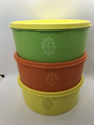 Vintage Tupperware Cookie Canister Containers With Lids Set Of 3