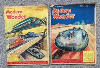 1938 Two Copies Of Modern Wonder Magazines/comics
