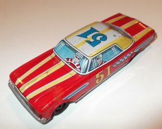 Vintage T.  T Made In Japan Tin Litho 51 Friction Stock Car Race Car Toy