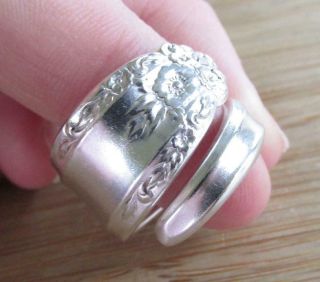Vintage Handmade Sterling Silver Spoon Ring Sz 6.  75 5 - A9183